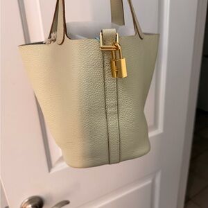 Chic Cream Tote with Gold Accent